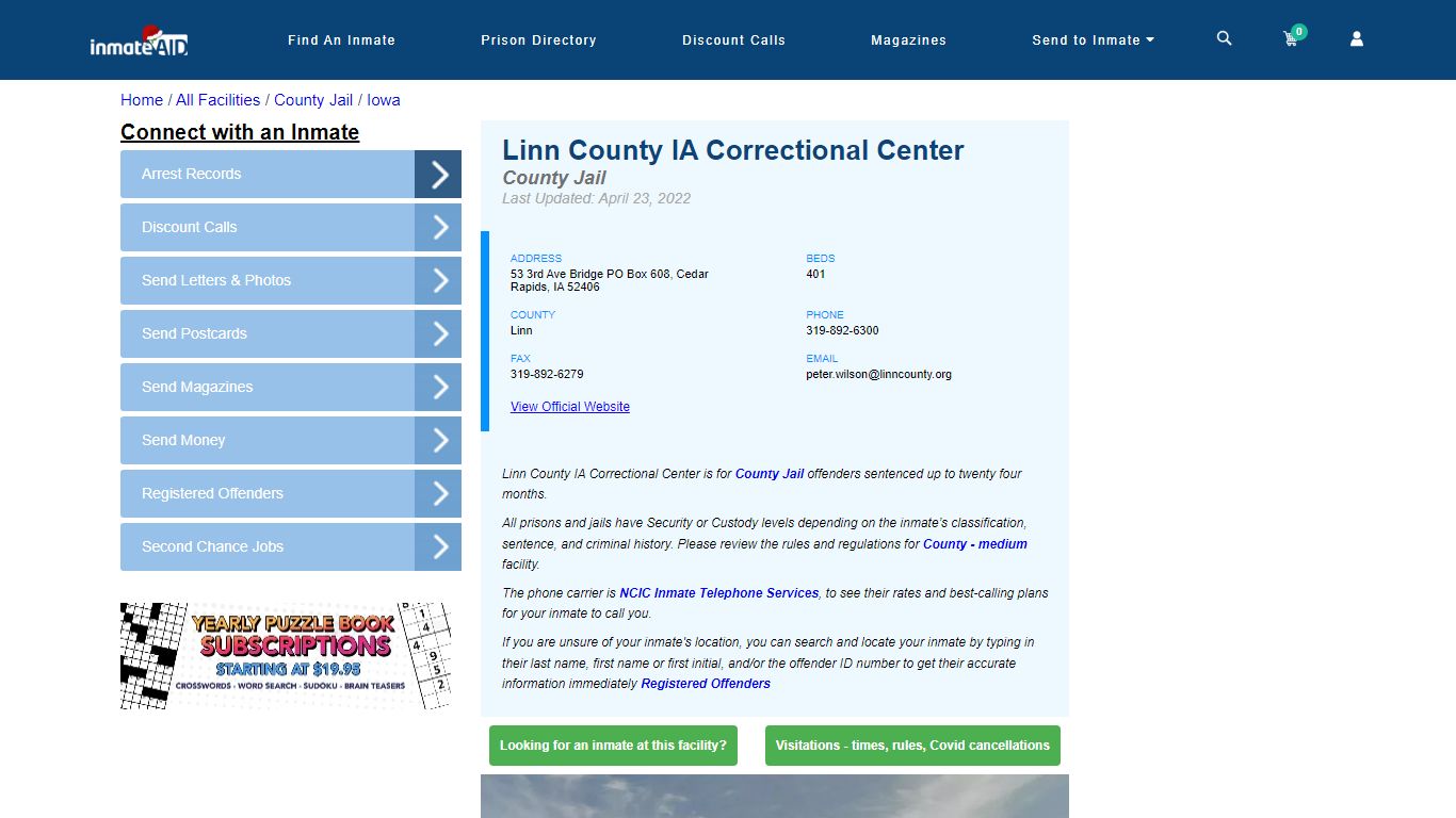 Linn County IA Correctional Center - Inmate Locator - Cedar Rapids, IA